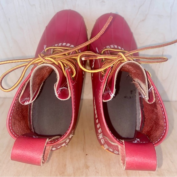 L.L. Bean Red Leather Duck Boots Women’s Size 7 - Picture 8 of 13